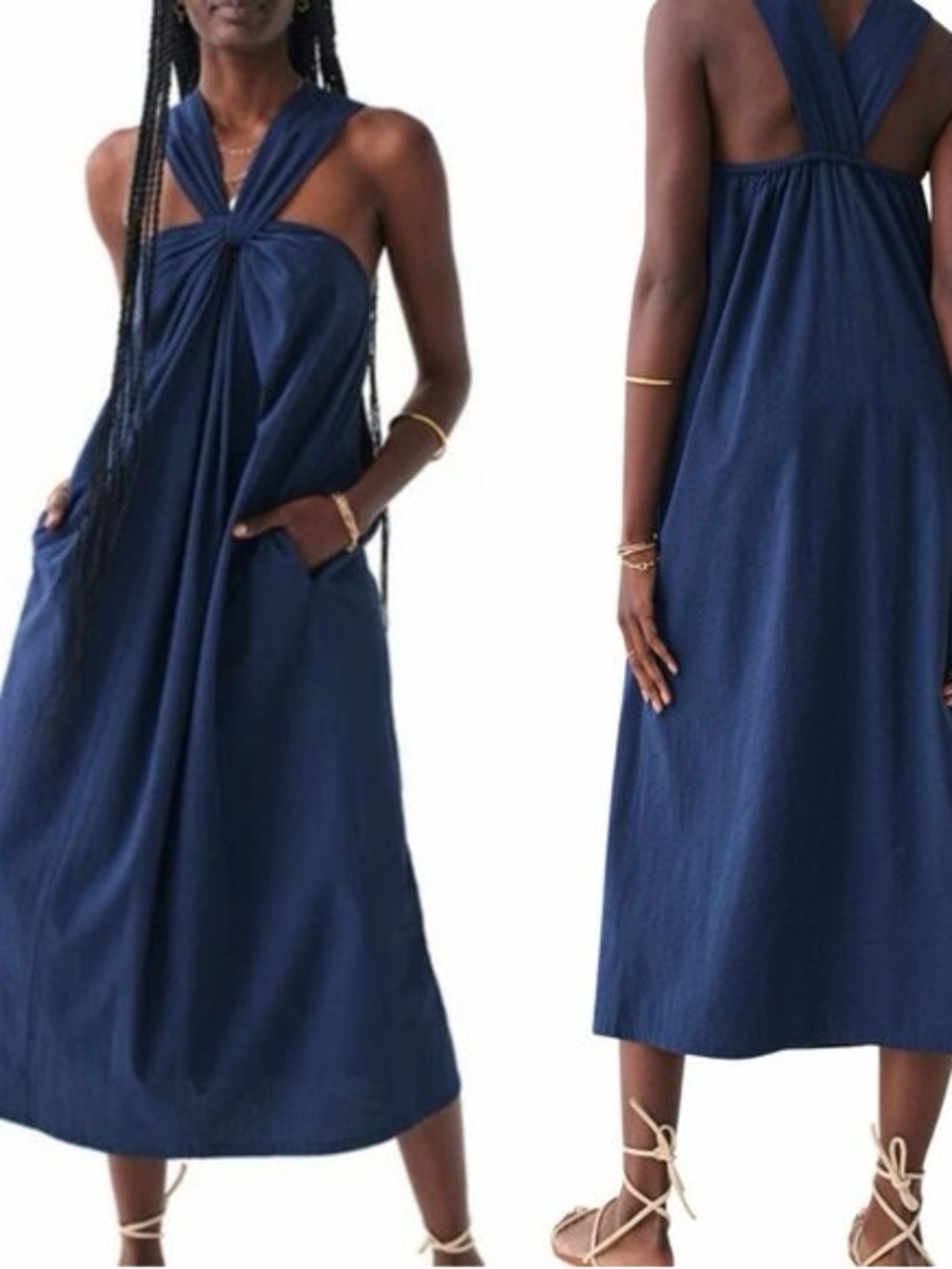 Faherty Bay Twist Seersucker Dress In Navy Size XL